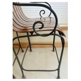 K - Pair of 40" Wood and Metal Bar Stools with Slat Seats