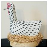 P - Lucretia Herbert Signed Folk Art Wooden Guinea Hen Sculpture