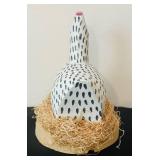 P - Lucretia Herbert Signed Folk Art Wooden Guinea Hen Sculpture