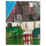 P - Original Framed House Landscape Painting Signed Bradford