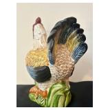 P - 10-Inch Ceramic Rooster Figurine with Colorful Detail