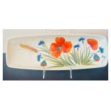 P - Hand-Painted Italian Ceramic Tray with Poppy and Wheat Design