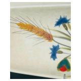 P - Hand-Painted Italian Ceramic Tray with Poppy and Wheat Design