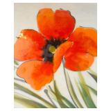 P - Hand-Painted Italian Ceramic Tray with Poppy and Wheat Design