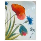 P - Hand-Painted Italian Ceramic Tray with Poppy and Wheat Design