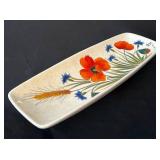 P - Hand-Painted Italian Ceramic Tray with Poppy and Wheat Design
