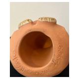 P - 4.5 Inch Signed Pueblo Pottery Figure Child Holding Basket