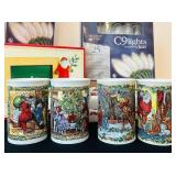P - Christmas Holiday Mug Collection with Decor, C9 String Lights, Santa Frame, and Candle Snuffer