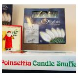 P - Christmas Holiday Mug Collection with Decor, C9 String Lights, Santa Frame, and Candle Snuffer