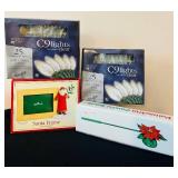 P - Christmas Holiday Mug Collection with Decor, C9 String Lights, Santa Frame, and Candle Snuffer