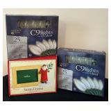 P - Christmas Holiday Mug Collection with Decor, C9 String Lights, Santa Frame, and Candle Snuffer