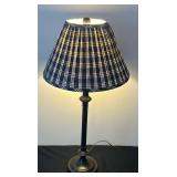 P - 29-Inch Table Lamp with Blue Plaid Shade
