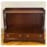 P - Vintage Wooden Console Table with Openwork Sides and Two Drawers