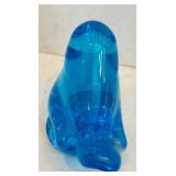 K - Vintage Hand Blown Blue Art Glass Bird Figurine