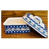 LR - Polish Pottery Butter Dish and Lidded Sugar Bowl Set