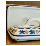 LR - Polish Pottery Butter Dish and Lidded Sugar Bowl Set