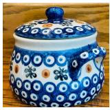 LR - Polish Pottery Butter Dish and Lidded Sugar Bowl Set