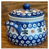 LR - Polish Pottery Butter Dish and Lidded Sugar Bowl Set