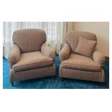 LR - Pair of Ralph Lauren Upholstered Armchairs with Plaid Pattern