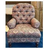 LR - Ralph Lauren Tufted Upholstered Armchair with Paisley Pattern