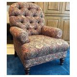 LR - Ralph Lauren Tufted Upholstered Armchair with Paisley Pattern