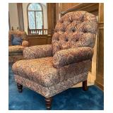 LR - Ralph Lauren Tufted Upholstered Armchair with Paisley Pattern