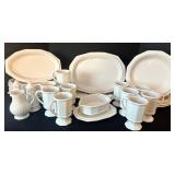 K - Vintage Heathcote Pottery White Dinnerware Set, Service for 8 Plus Serving Pieces