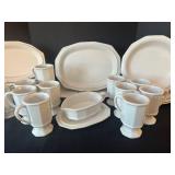 K - Vintage Heathcote Pottery White Dinnerware Set, Service for 8 Plus Serving Pieces