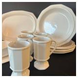 K - Vintage Heathcote Pottery White Dinnerware Set, Service for 8 Plus Serving Pieces