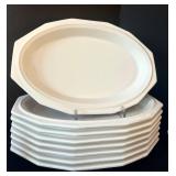 K - Vintage Heathcote Pottery White Dinnerware Set, Service for 8 Plus Serving Pieces
