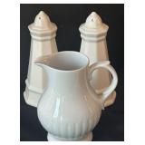 K - Vintage Heathcote Pottery White Dinnerware Set, Service for 8 Plus Serving Pieces