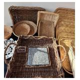 K - Collection of 12 Woven Baskets and Trays Assorted Styles