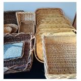 K - Collection of 12 Woven Baskets and Trays Assorted Styles