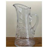 DR - Set of 3 Vintage Cut Glass Pitchers and Decanter, Tallest 12 Inches