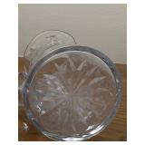 DR - Set of 3 Vintage Cut Glass Pitchers and Decanter, Tallest 12 Inches