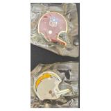 K - Set of 9 NFL Team Helmet Collectible Pins in Sealed Packaging