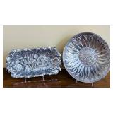 DR - Collection of 5 Decorative Vintage Cast Aluminum Trays and Plates