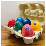 LR - Set of 6 Italian Marble Egg Shaped Decor Pieces, 2.5 in