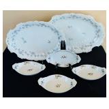 P - Set of 6 Vintage Floral Porcelain Platters and Serving Dishes, Silesia & BIA