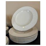 K - China Dinnerware Set with 9 Large Plates, 6 Medium Plates, 10 Small Plates, 9 Cups and Saucers