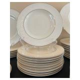 K - China Dinnerware Set with 9 Large Plates, 6 Medium Plates, 10 Small Plates, 9 Cups and Saucers