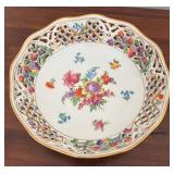 K - Pair of Vintage Schumann Bavaria Reticulated Porcelain Bowls with Floral Design
