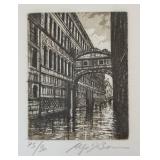 LR -Limited Edition Framed Venice Etching Print The Bridge of Sighs