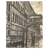 LR -Limited Edition Framed Venice Etching Print The Bridge of Sighs