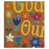 LLBR - Vintage Framed  "God Bless Our Pad" Needlepoint Art