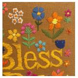 LLBR - Vintage Framed  "God Bless Our Pad" Needlepoint Art