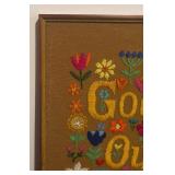 LLBR - Vintage Framed  "God Bless Our Pad" Needlepoint Art