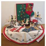 LLBR - Vintage Holiday Decor Collection with Needlepoint Frame, Stockings, Reindeer Candleholders and More