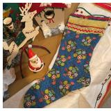 LLBR - Vintage Holiday Decor Collection with Needlepoint Frame, Stockings, Reindeer Candleholders and More