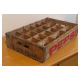 LLS - Vintage Pepsi-Cola Wooden Bottle Crate with Dividers
